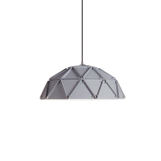 Yellow/White Macaron Domed Pendant Light: 1-Light Metallic Ceiling Lamp For Living Room