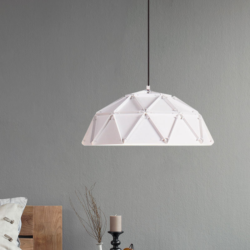 Yellow/White Macaron Domed Pendant Light: 1-Light Metallic Ceiling Lamp For Living Room White