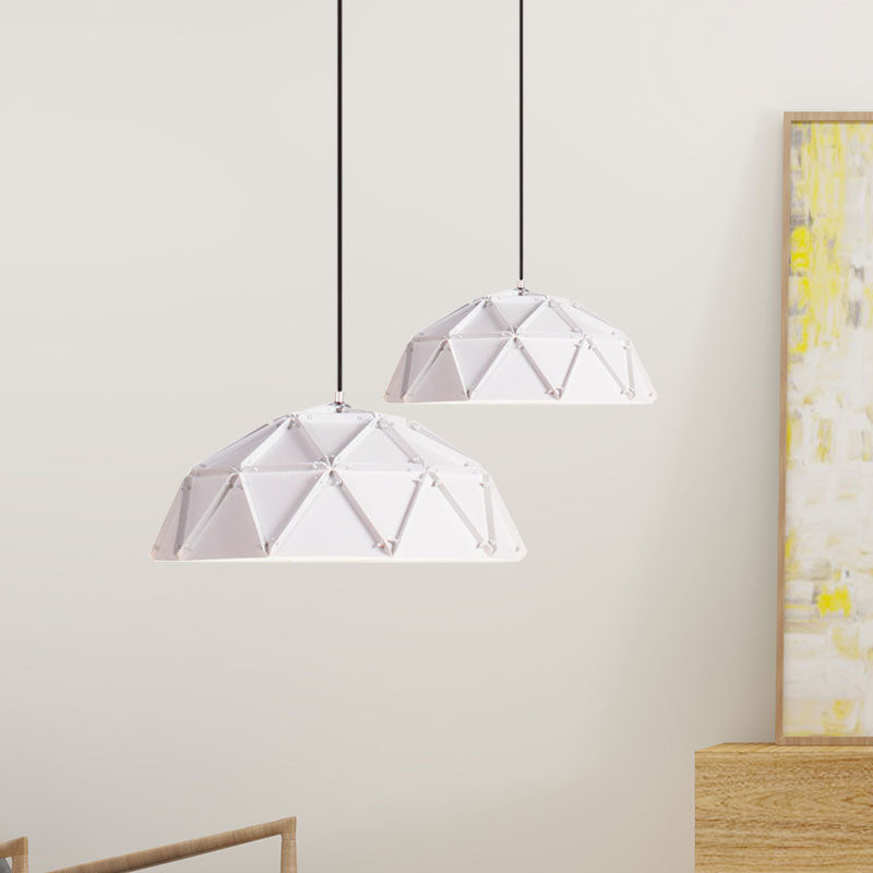 Yellow/White Macaron Domed Pendant Light: 1-Light Metallic Ceiling Lamp For Living Room