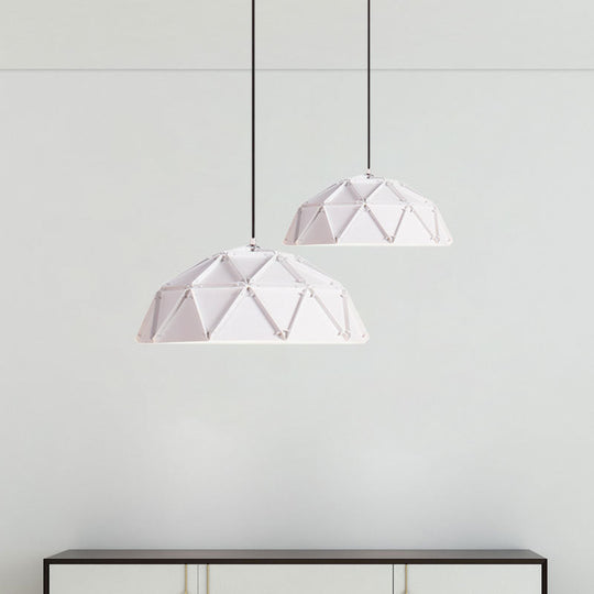 Yellow/White Macaron Domed Pendant Light: 1-Light Metallic Ceiling Lamp For Living Room