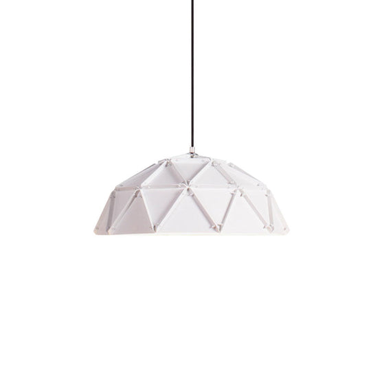 Yellow/White Macaron Domed Pendant Light: 1-Light Metallic Ceiling Lamp For Living Room