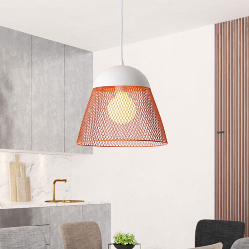 Wire Mesh Pendant Lamp with Dome Shade - Nordic Metallic Suspended Light in Blue/Green/Orange