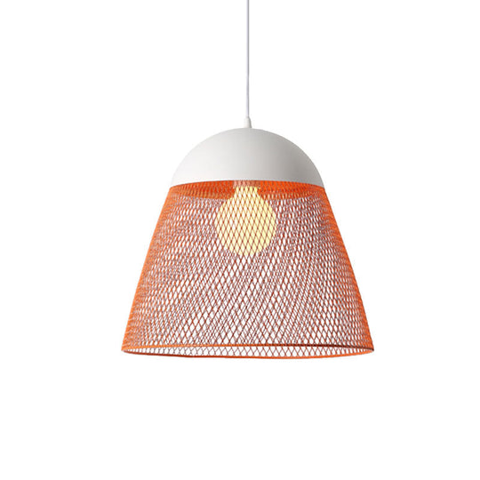 Wire Mesh Pendant Lamp with Dome Shade - Nordic Metallic Suspended Light in Blue/Green/Orange