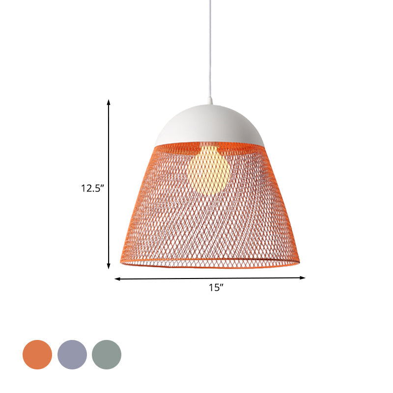 Wire Mesh Pendant Lamp with Dome Shade - Nordic Metallic Suspended Light in Blue/Green/Orange