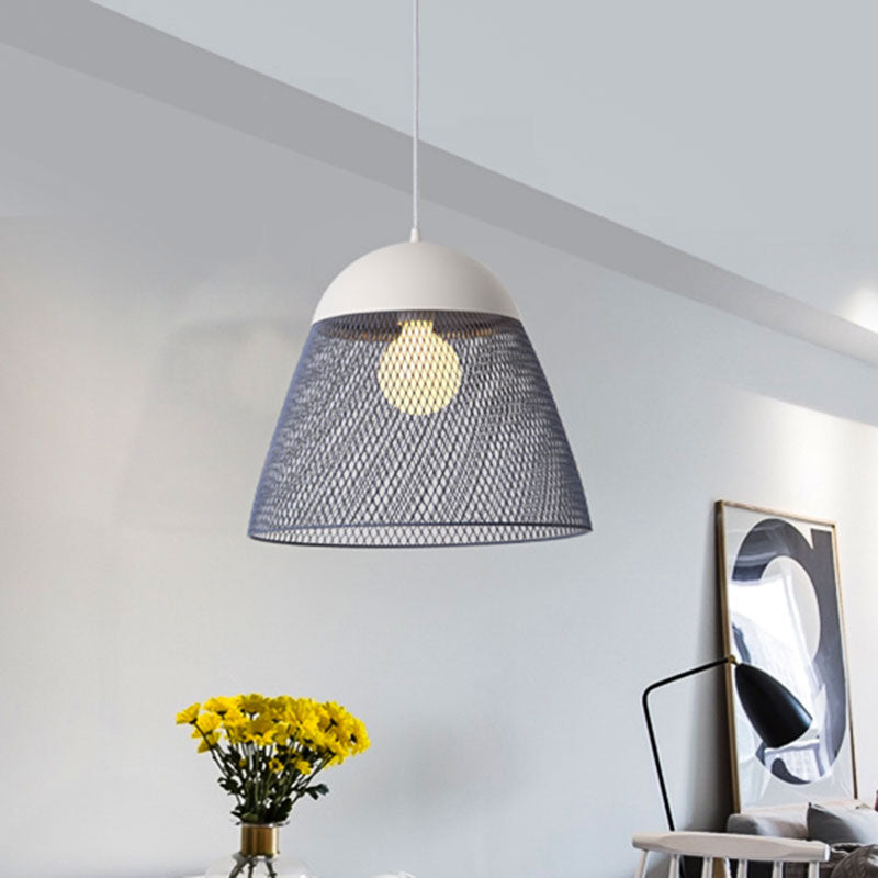 Wire Mesh Pendant Lamp with Dome Shade - Nordic Metallic Suspended Light in Blue/Green/Orange