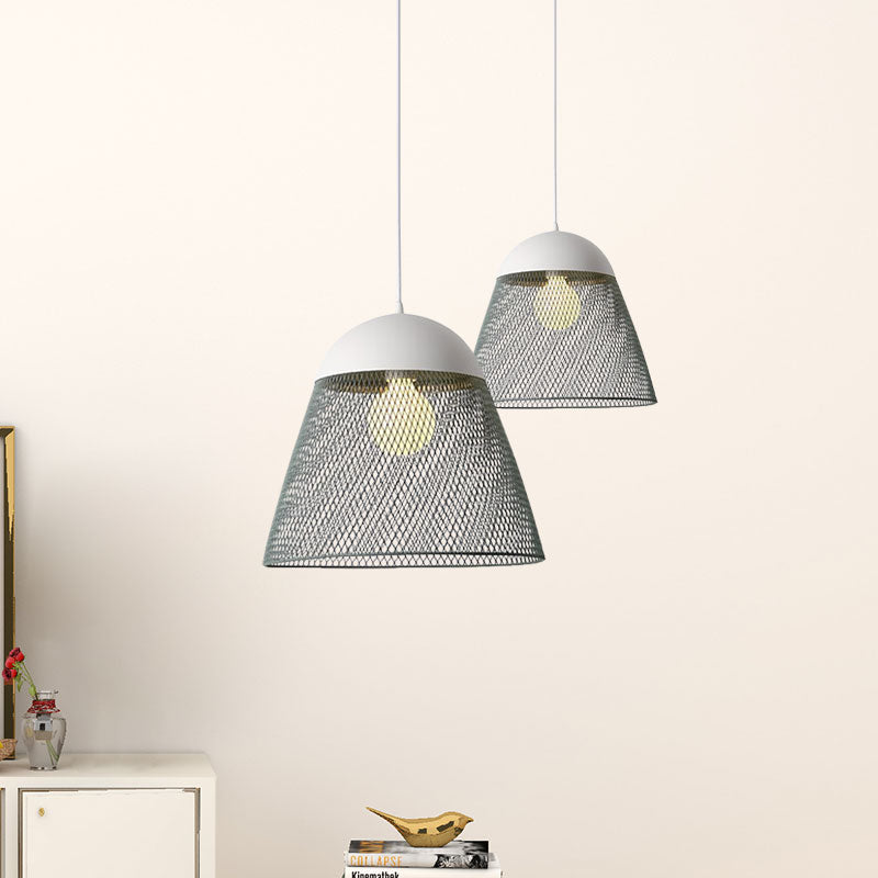 Wire Mesh Pendant Lamp with Dome Shade - Nordic Metallic Suspended Light in Blue/Green/Orange