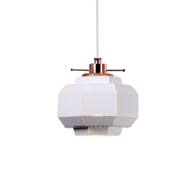 Modern Metal and Wood Pendant Light with Cylinder/Diamond Shade - 1 Light, Black/White