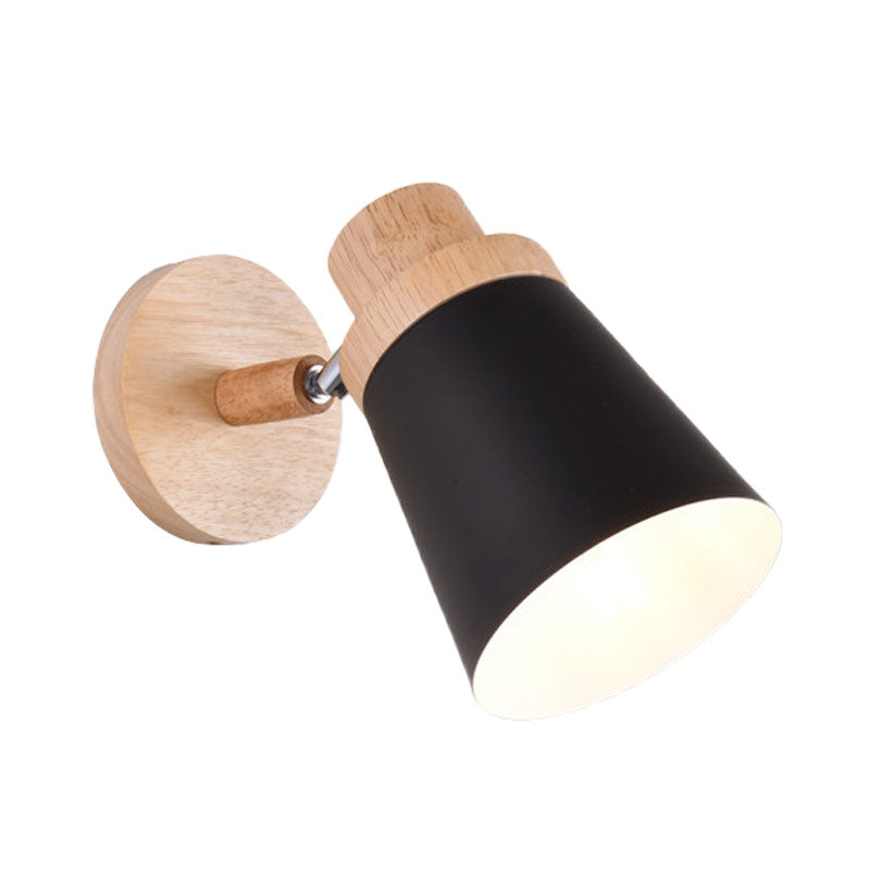 Nordic Style Rotatable Wall Lamp For Baby Room With Coolie Shade And Metal Base