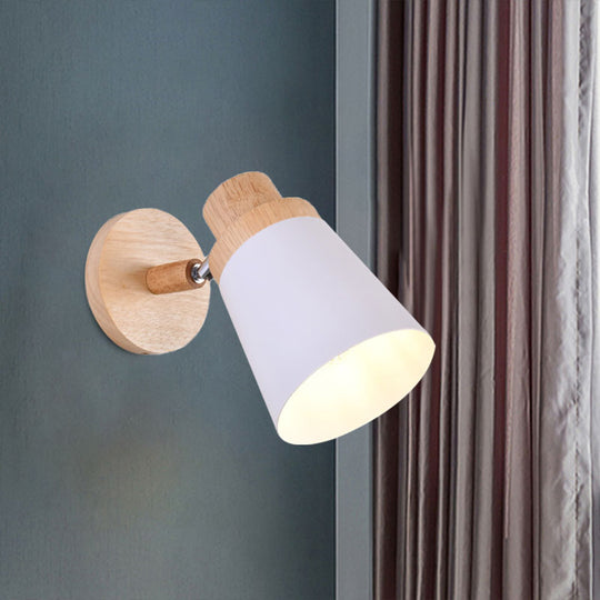 Nordic Style Rotatable Wall Lamp For Baby Room With Coolie Shade And Metal Base