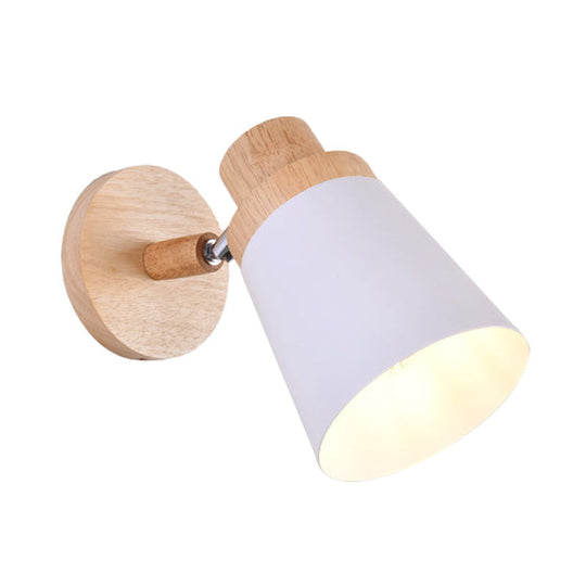 Nordic Style Rotatable Wall Lamp For Baby Room With Coolie Shade And Metal Base