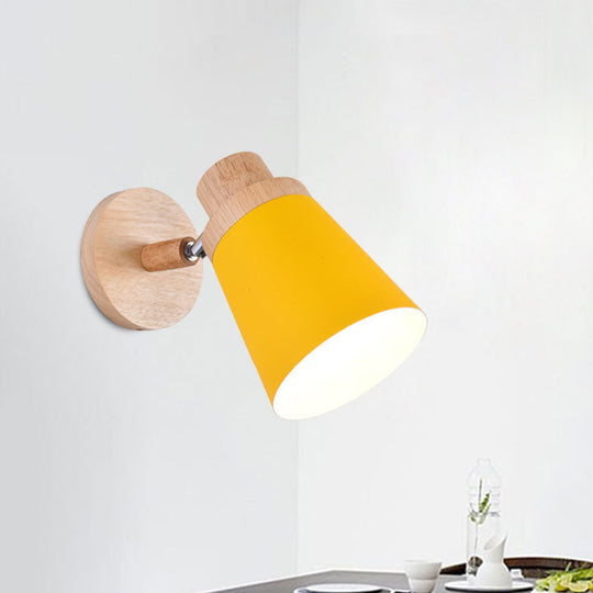 Nordic Style Rotatable Wall Lamp For Baby Room With Coolie Shade And Metal Base