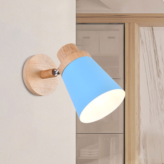 Nordic Style Rotatable Wall Lamp For Baby Room With Coolie Shade And Metal Base