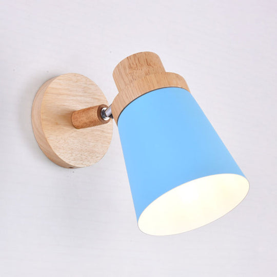 Nordic Style Rotatable Wall Lamp For Baby Room With Coolie Shade And Metal Base