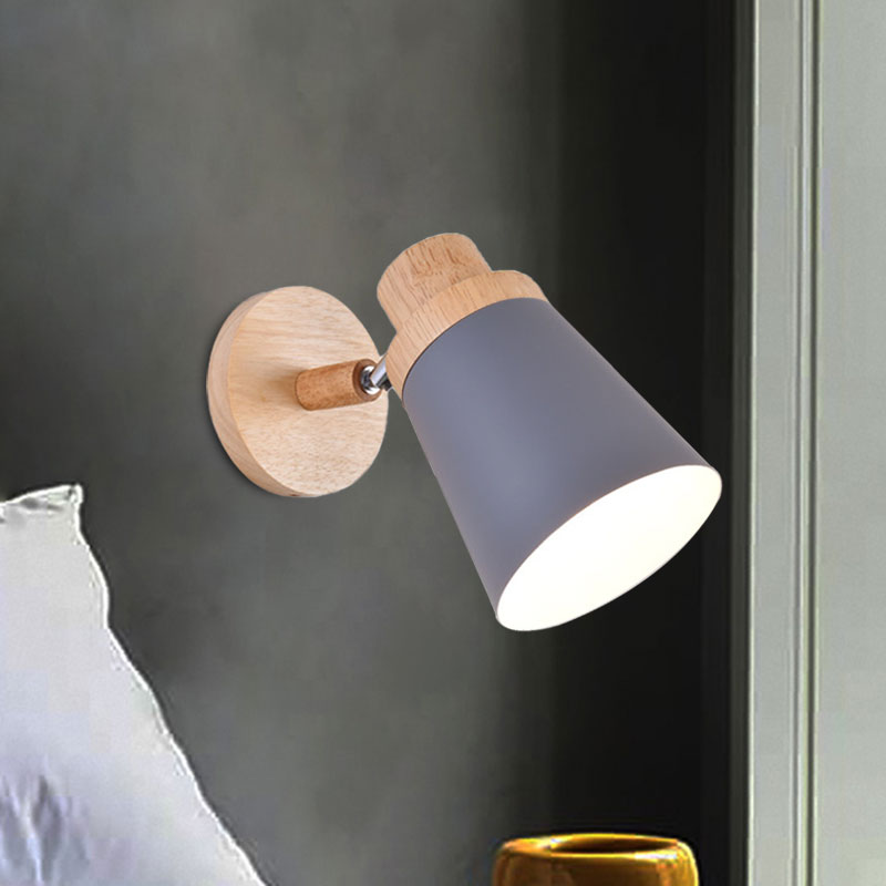 Nordic Style Rotatable Wall Lamp For Baby Room With Coolie Shade And Metal Base