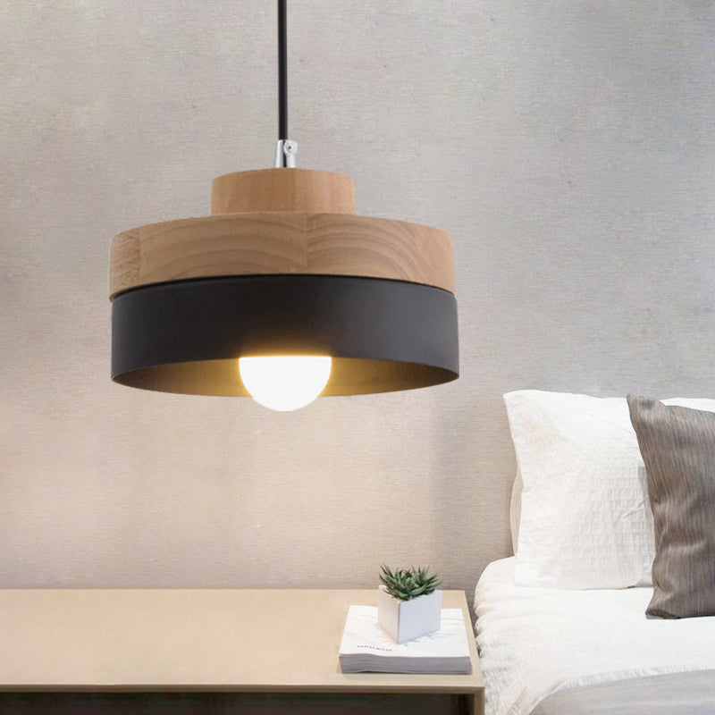 Macaron Loft Pendant Lighting - Round/Square Single Light Wood Lamp For Dining Room Or Bookstore