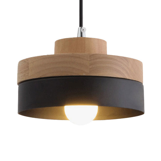 Macaron Loft Pendant Lighting - Round/Square Single Light Wood Lamp For Dining Room Or Bookstore