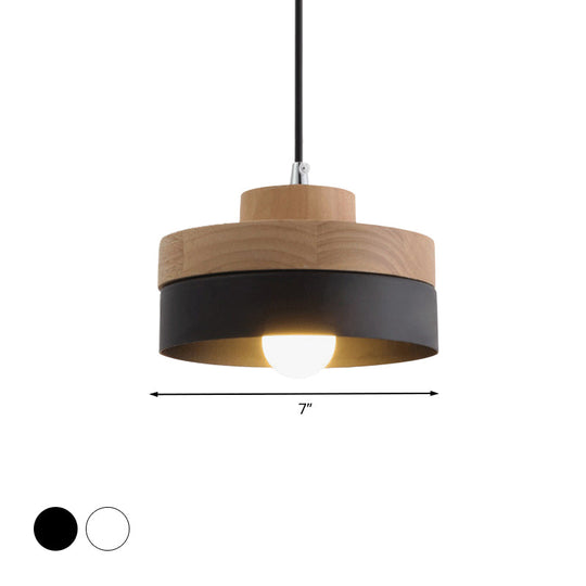 Macaron Loft Pendant Lighting - Round/Square Single Light Wood Lamp For Dining Room Or Bookstore