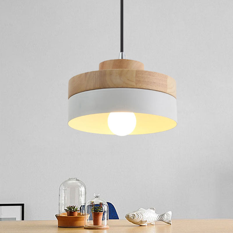 Macaron Loft Pendant Lighting - Round/Square Single Light Wood Lamp For Dining Room Or Bookstore