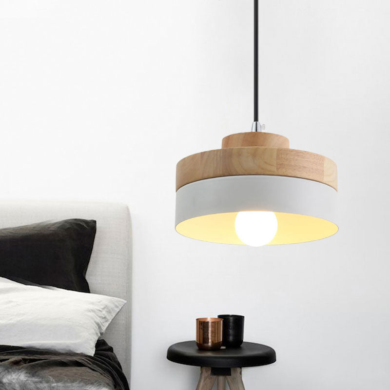 Macaron Loft Pendant Lighting - Round/Square Single Light Wood Lamp For Dining Room Or Bookstore