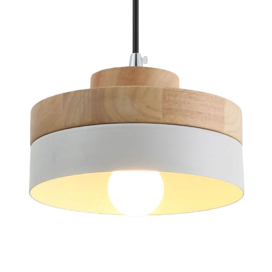 Macaron Loft Pendant Lighting - Round/Square Single Light Wood Lamp For Dining Room Or Bookstore