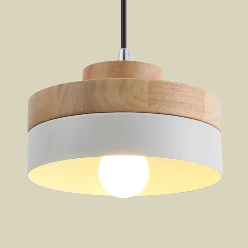 Macaron Loft Pendant Lighting - Round/Square Single Light Wood Lamp For Dining Room Or Bookstore