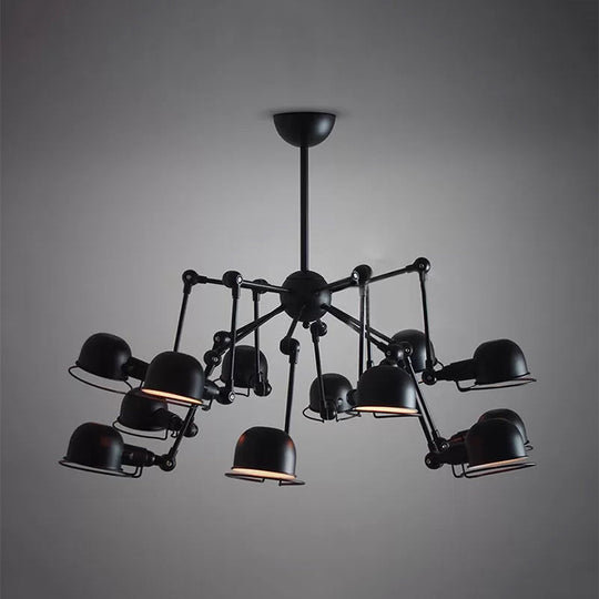 Black Starburst Hanging Light Retro Chandelier With Metal Dome Shade For Dining Room