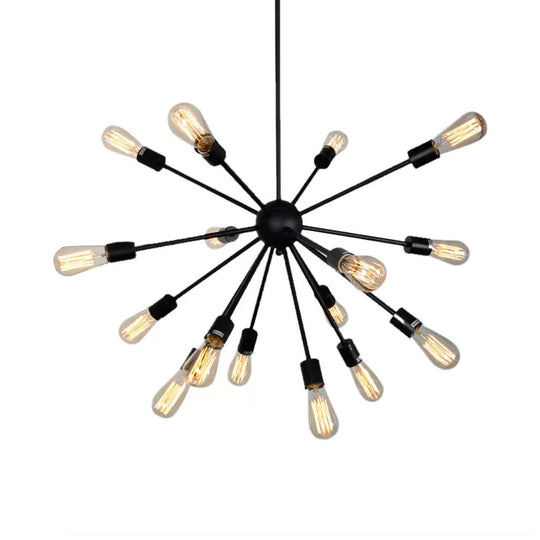 Nordic Metal Sputnik Chandelier Pendant Light - 16 Lights Black Hanging Lamp