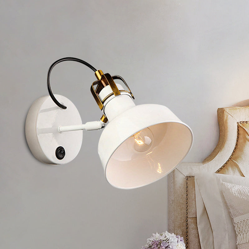 Small Barn Wall Light: Contemporary Metal Sconce In White For Cottage Foyer