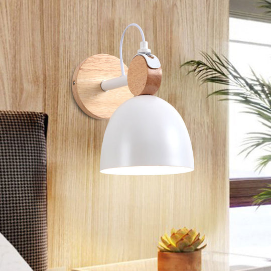 Nordic Wall Lamp With Angle-Adjustable Domed Shade And One Light For Bedroom