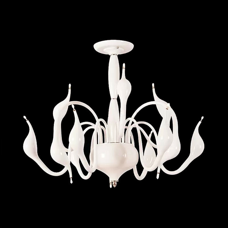 Swan Acrylic Shade White Ceiling Chandelier -12/18 Light Living Room Pendant