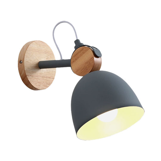 Nordic Wall Lamp With Angle-Adjustable Domed Shade And One Light For Bedroom