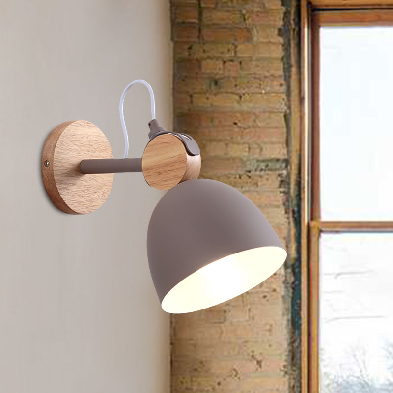 Nordic Wall Lamp With Angle-Adjustable Domed Shade And One Light For Bedroom