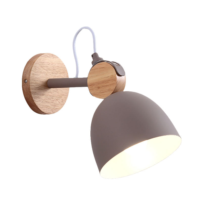 Nordic Wall Lamp With Angle-Adjustable Domed Shade And One Light For Bedroom