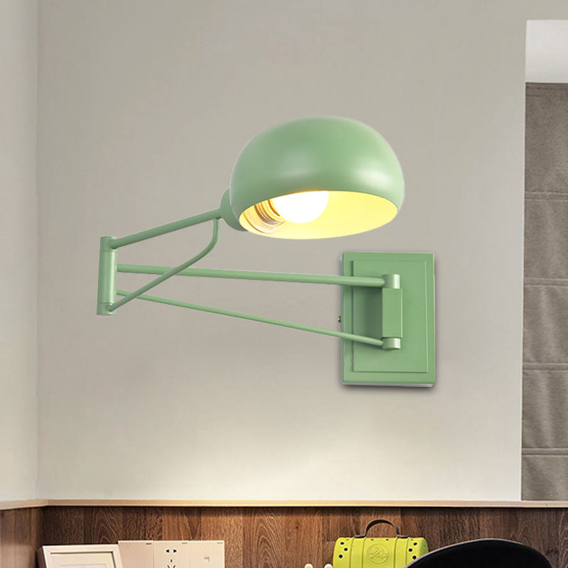 Macaron Loft Wall Sconce: Extendable Metal Lamp For Bedroom With Bowl Shade