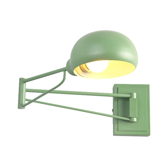 Macaron Loft Wall Sconce: Extendable Metal Lamp For Bedroom With Bowl Shade