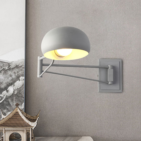 Macaron Loft Wall Sconce: Extendable Metal Lamp For Bedroom With Bowl Shade