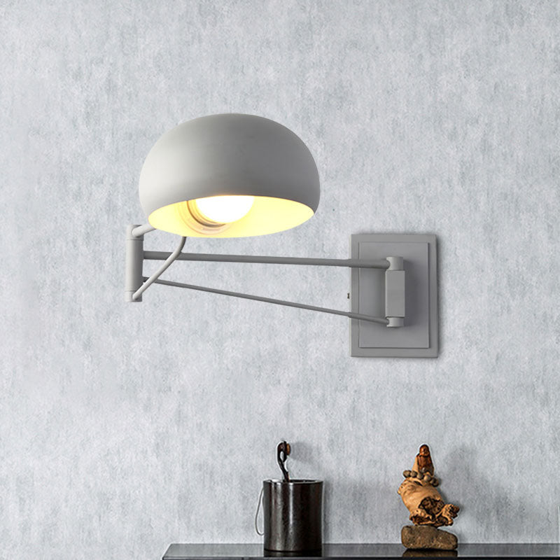 Macaron Loft Wall Sconce: Extendable Metal Lamp For Bedroom With Bowl Shade