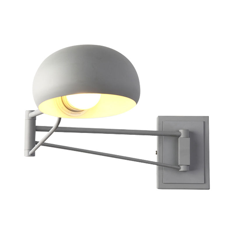 Macaron Loft Wall Sconce: Extendable Metal Lamp For Bedroom With Bowl Shade