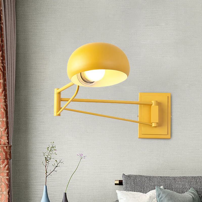 Macaron Loft Wall Sconce: Extendable Metal Lamp For Bedroom With Bowl Shade