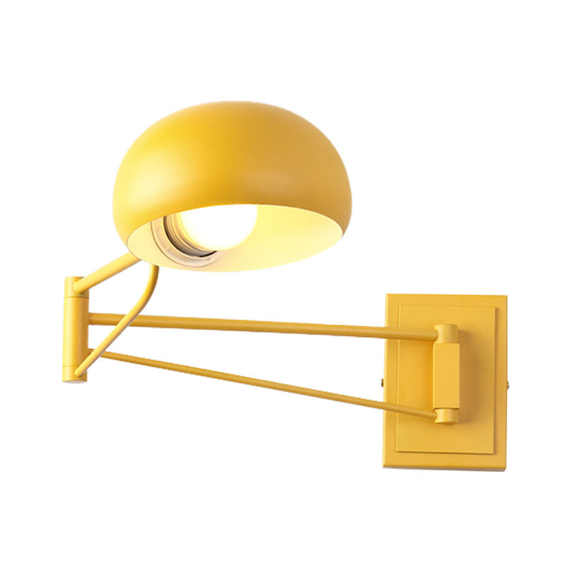 Macaron Loft Wall Sconce: Extendable Metal Lamp For Bedroom With Bowl Shade