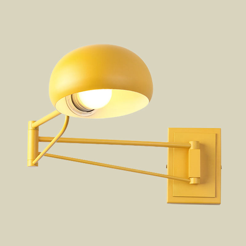 Macaron Loft Wall Sconce: Extendable Metal Lamp For Bedroom With Bowl Shade