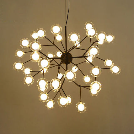 Modern Branching Chandelier With Clear Glass Ball Shades - 9/27 Bulbs Black/White Ceiling Light