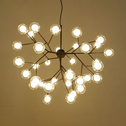 Modern Branching Chandelier With Clear Glass Ball Shades - 9/27 Bulbs Black/White Ceiling Light