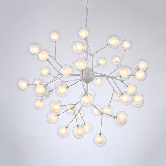 Modern Branching Chandelier With Clear Glass Ball Shades - 9/27 Bulbs Black/White Ceiling Light