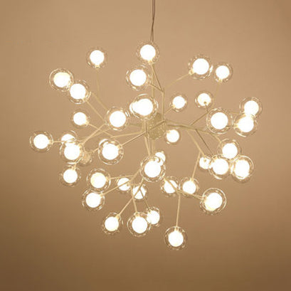 Modern Branching Chandelier With Clear Glass Ball Shades - 9/27 Bulbs Black/White Ceiling Light