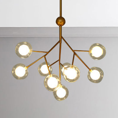 Modern Branching Chandelier With Clear Glass Ball Shades - 9/27 Bulbs Black/White Ceiling Light