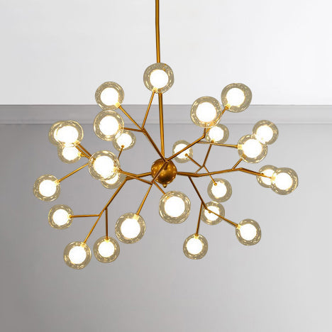 Modern Branching Chandelier With Clear Glass Ball Shades - 9/27 Bulbs Black/White Ceiling Light