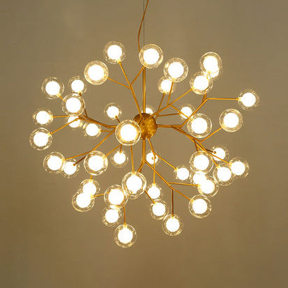 Modern Branching Chandelier With Clear Glass Ball Shades - 9/27 Bulbs Black/White Ceiling Light