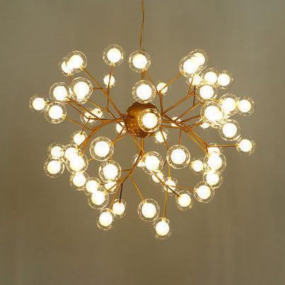 Modern Branching Chandelier With Clear Glass Ball Shades - 9/27 Bulbs Black/White Ceiling Light