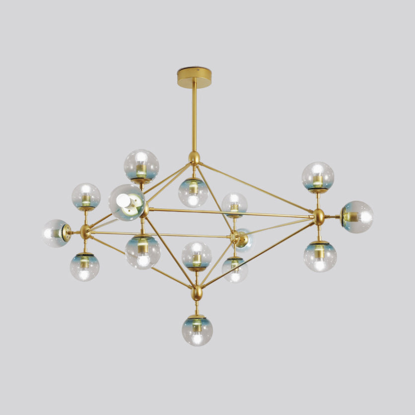 Contemporary Geometric Chandelier - Brass/Gold/Rose Gold 10/15/21 Lights Living Room Pendant